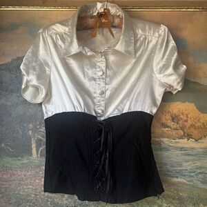 1990s Vintage Sydney Joy Black & White Corset Top